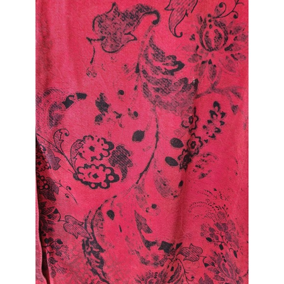 Tianello Red Black Paisley Floral Tencel Blouse Top Womens Oversized M Tunic - Picture 2 of 8